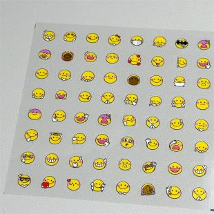 ins高颜值儿童女孩手账diy素材透明贴纸 小黄豆emoji表情贴纸新款