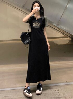 XZCV少女学院风连衣裙短袖收腰甜美连衣裙