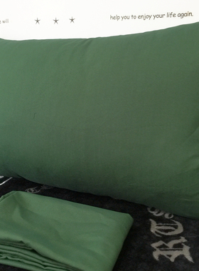 一对装 纯色枕套枕头套枕芯套48*74cm墨绿色深绿暗橄榄葱绿翡翠绿