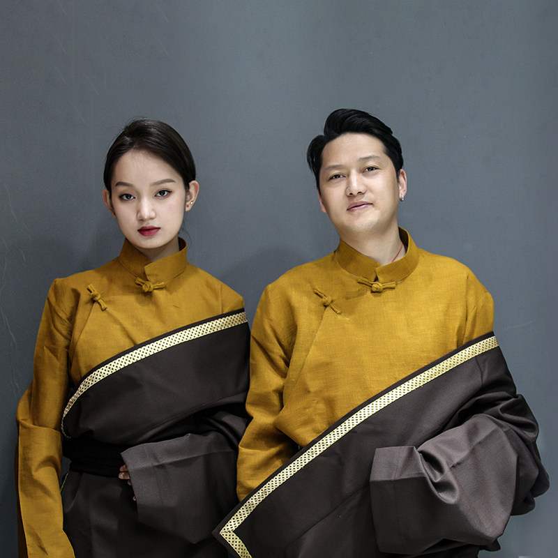 티베트 의류 남성 티베트 가운 여름 정장 딩 젠 같은 스타일 수입 천 뜨거운 티베트 의류 클래식 티베트 의류 최고 여성 티베트 커플