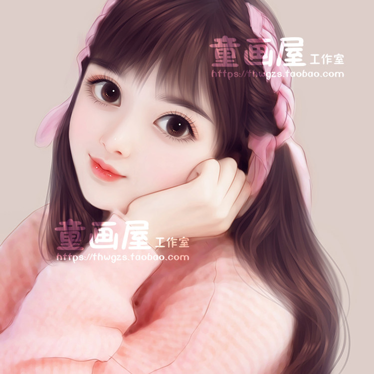 【童画屋】可爱娃娃风真人照片转手绘头像肖像PS+SAI板绘私人定制