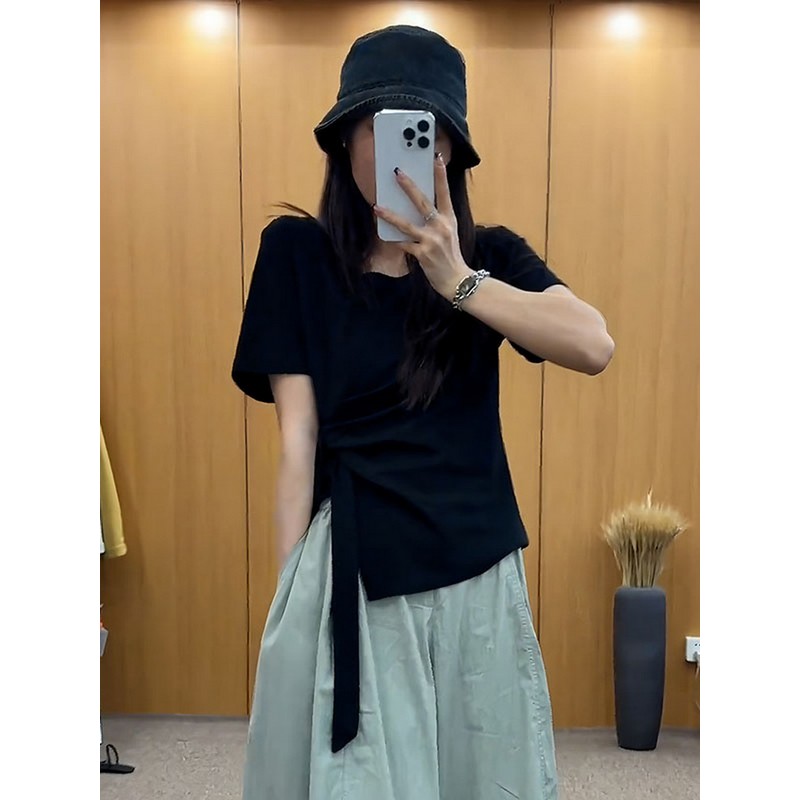 新款胖mm收腰遮肉显瘦小衫上衣