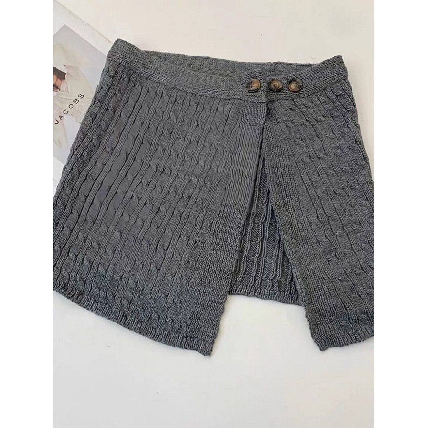 大码微胖MM韩系针织屁帘半裙女春秋季高腰纽扣显瘦遮胯短裙毛线裙,女装/女士精品,半身裙,淘宝优惠券,粉丝福利购,淘宝优惠卷