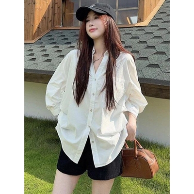 大码白衬衫女秋冬内搭胖mm遮肉显瘦长袖打底衫洋气宽松可外穿上衣