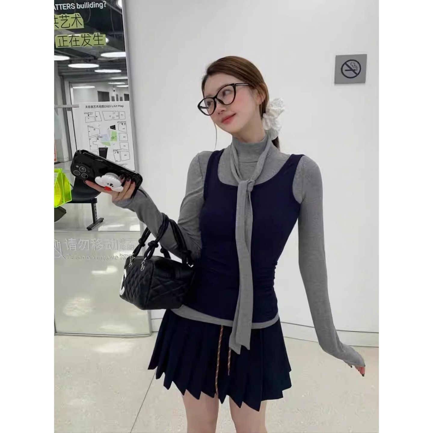 大码胖mm韩系一整套显瘦春季内搭高级感叠穿上衣搭配半身裙三件套图片