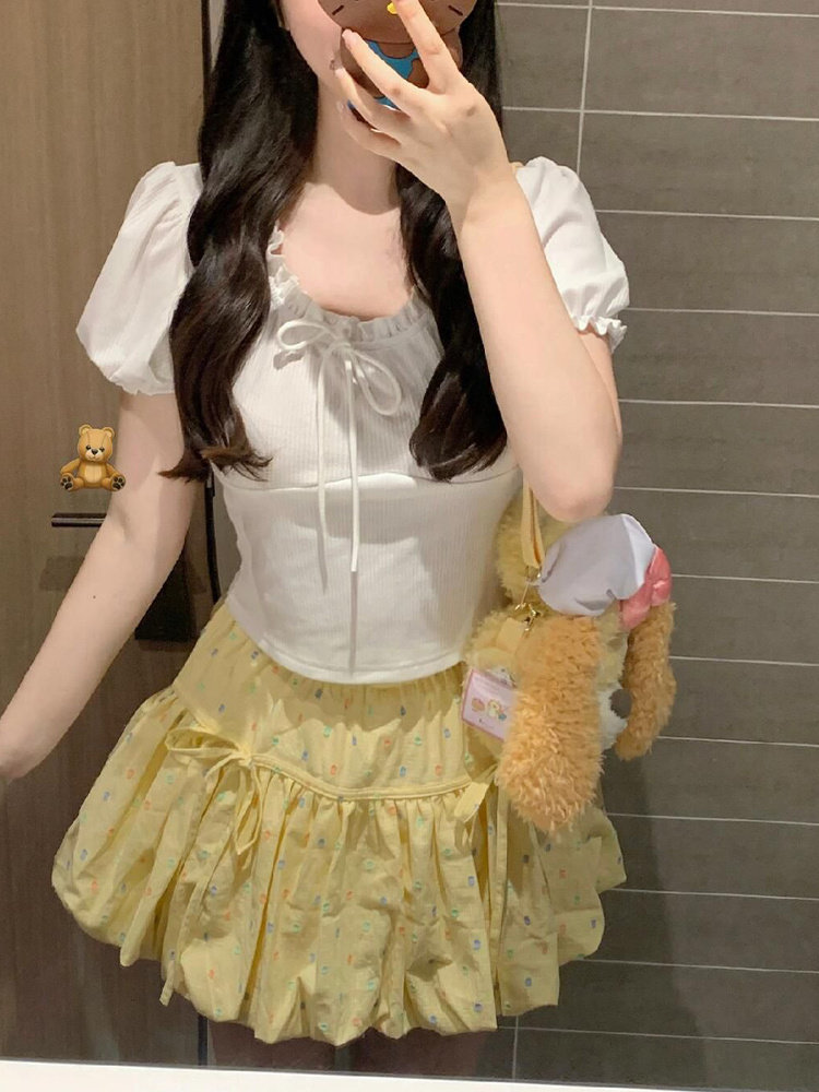 大码胖mm夏季黄色波点短裤裙女高腰百褶蓬蓬裙a字半身裙短裙潮,女装/女士精品,大码半身裙,淘宝优惠券,粉丝福利购,淘宝优惠卷