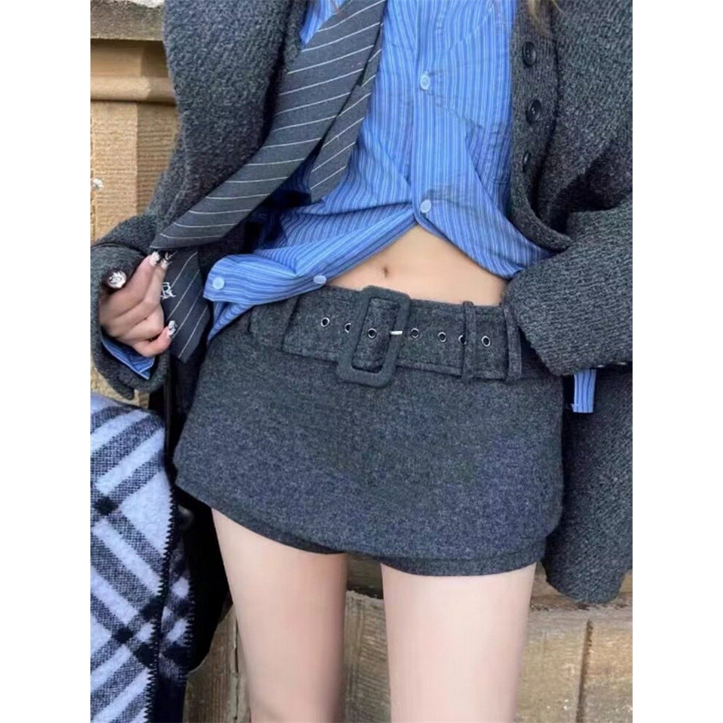 大码胖mm辣妹百搭灰色毛呢裙裤女秋冬新款高腰显瘦阔腿A字短裙潮,女装/女士精品,大码裤装,淘宝优惠券,粉丝福利购,淘宝优惠卷