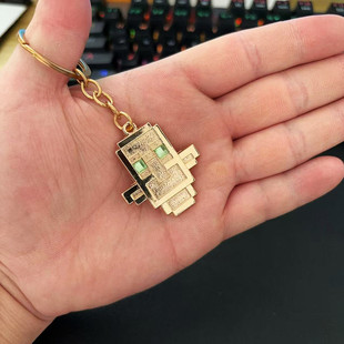 我的世界复活不死图腾钥匙扣挂件金属赛博保命平安福书包迷你挂饰