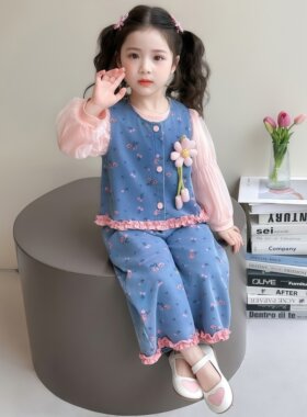 女童牛仔套装2026秋装洋气时髦