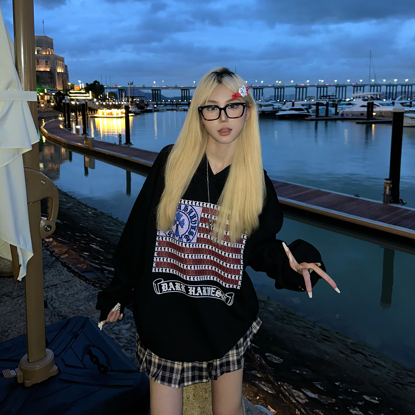 BCRA原创国潮牌旗帜印花连帽卫衣男女秋冬季宽松休闲美式情侣上衣