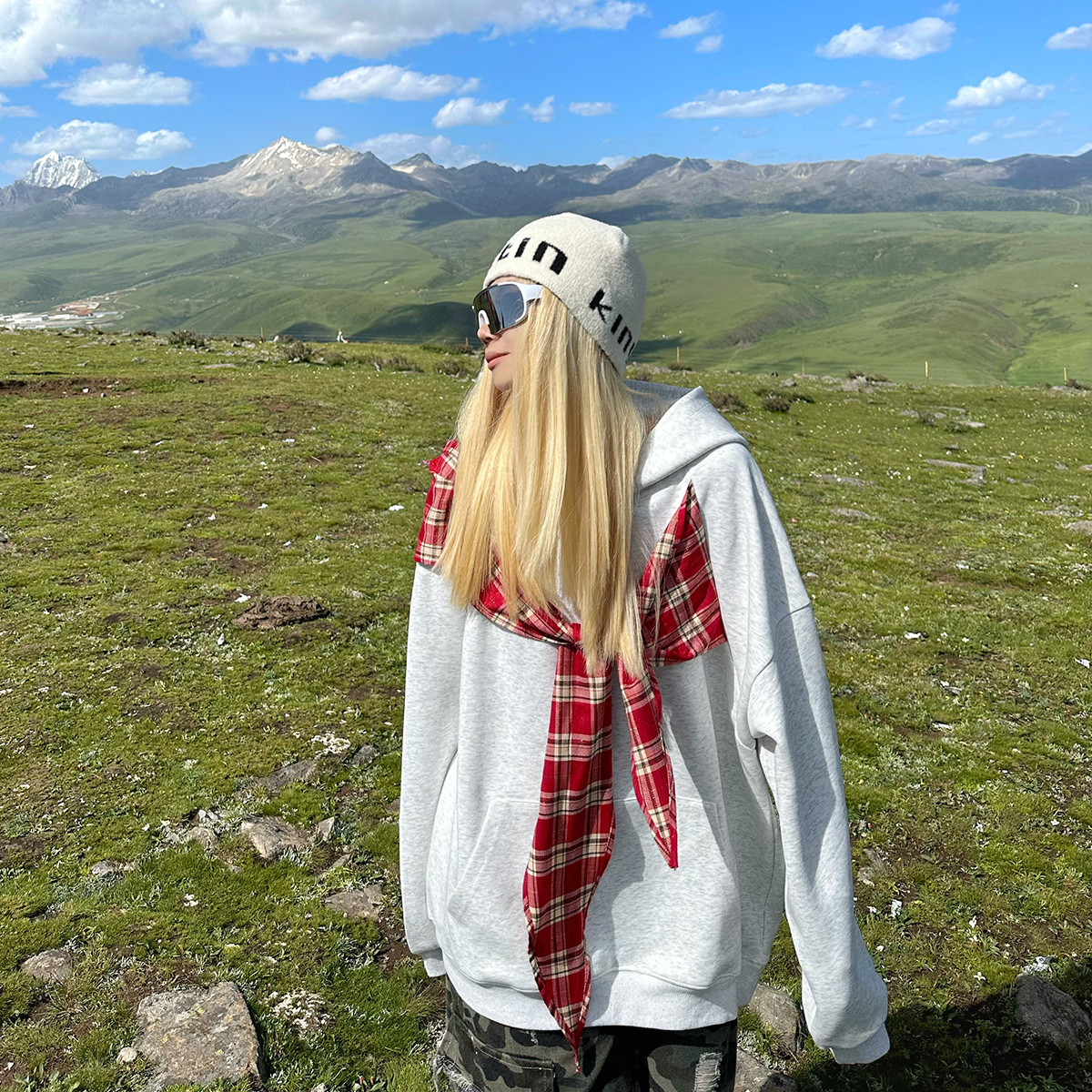 BCRA美式复古蝴蝶结绑带连帽卫衣男女秋冬宽松休闲慵懒风情侣帽衫