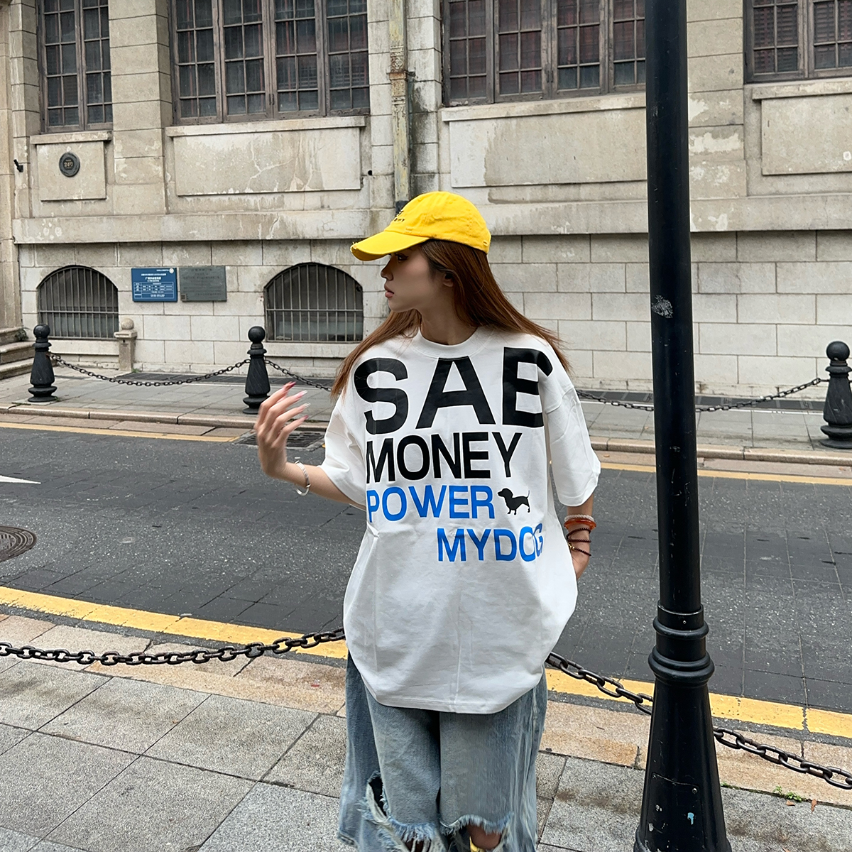 BCRA美式高街字母印花短袖T恤男女夏季潮牌宽松百搭嘻哈情侣上衣T