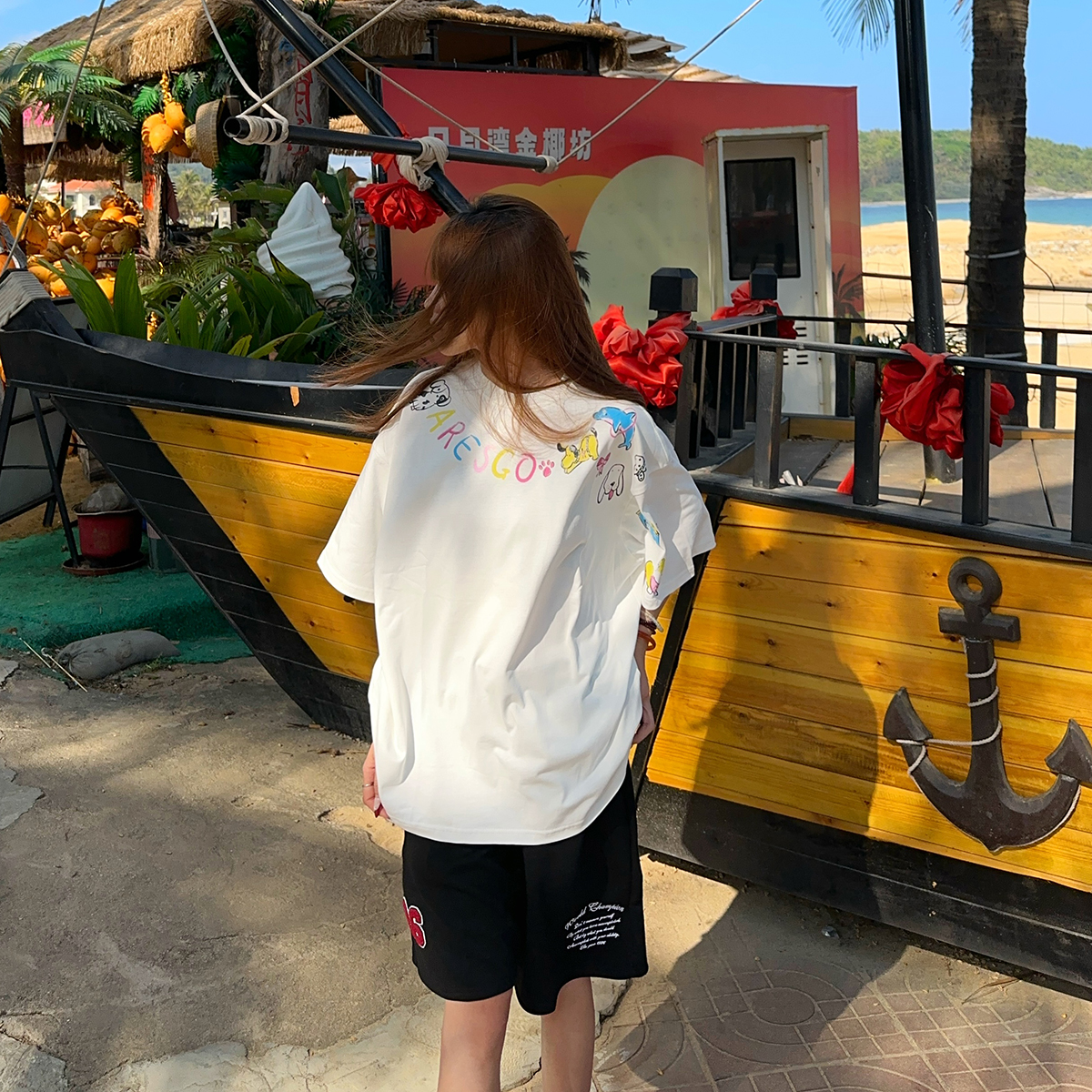 BCRA美式国潮牌涂鸦印花短袖T恤男女夏季宽松休闲情侣款半袖上衣T