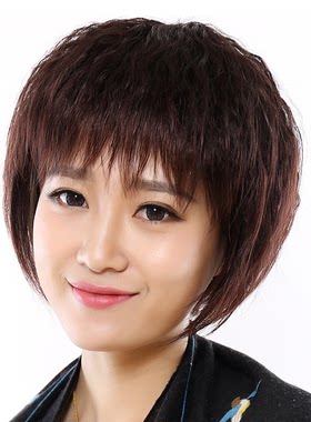 女士头套中老年玉米烫自然短卷发