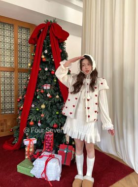 Fourseven2025秋冬新款韩系新款时髦设计感爱心软糯减龄针织马甲