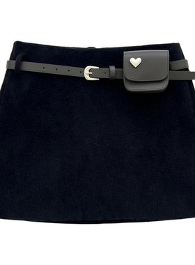 AME2025韩版冬高品质气质加厚毛呢半身裙女配包包A字裙包臀裙女