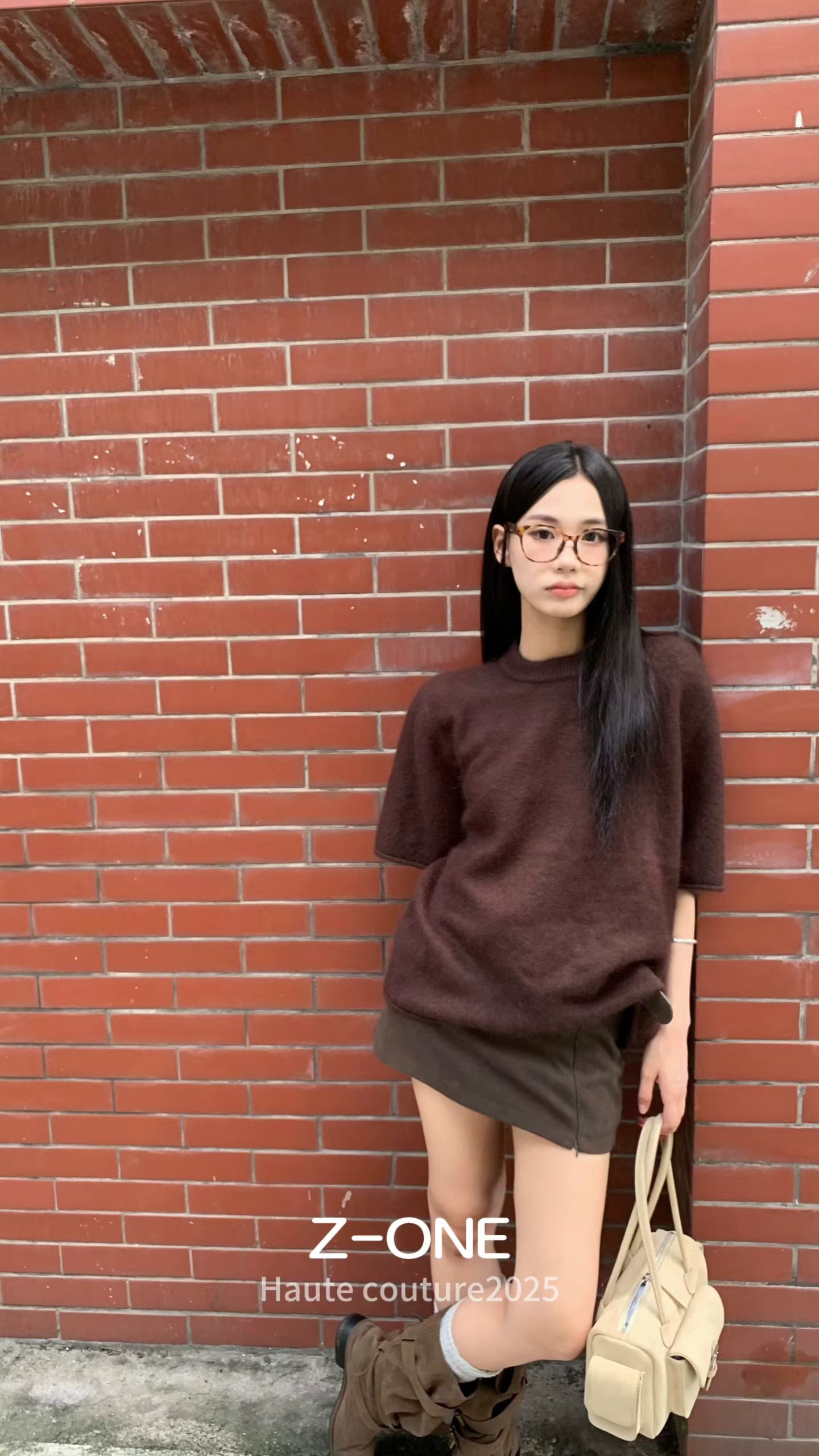 Z-one2025早秋新款时尚百搭高腰显瘦小个子百褶裙a字短裙包臀裙女