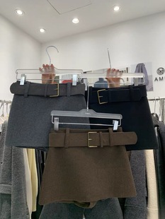 AME2025秋冬新款 高品质加厚羊毛呢显瘦配皮带半身裙包臀裙A字裙