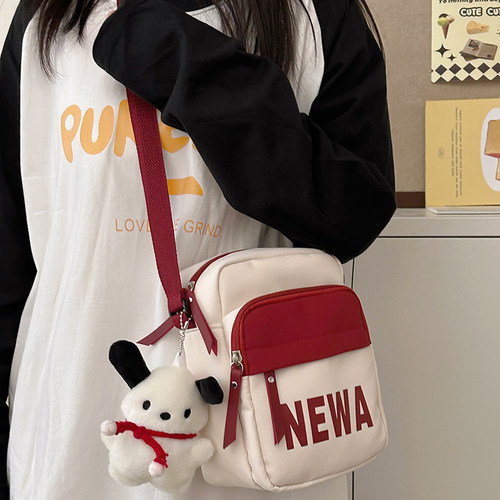 日系ins休闲洋气帆布小方包