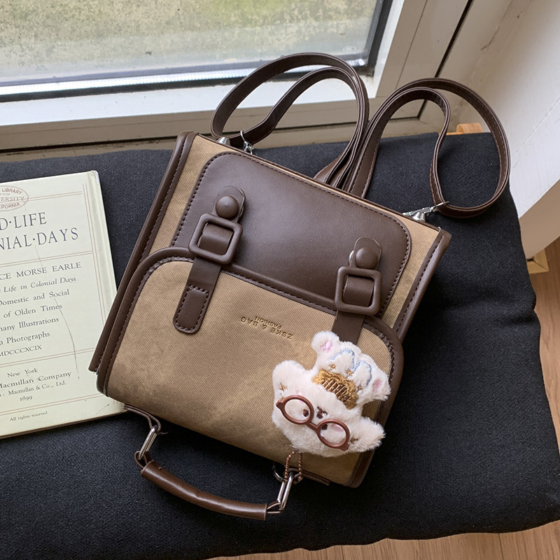 小众复古英伦风手拎小包包女包2025新款撞色通勤小背包斜挎小方包