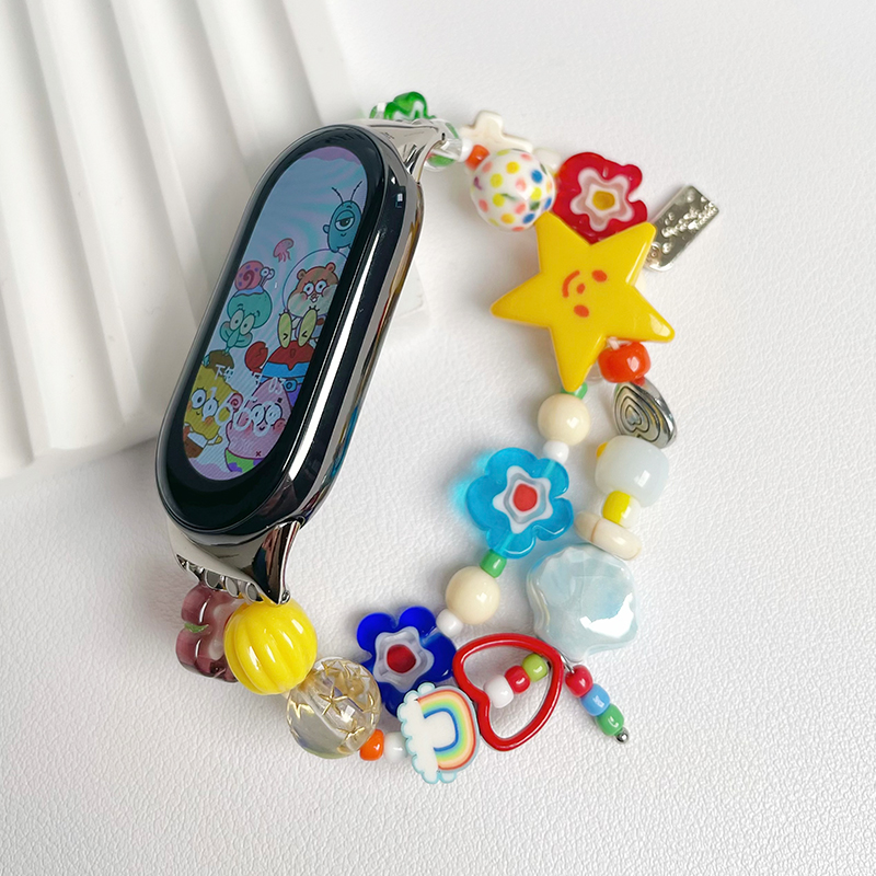 新品五彩缤纷diy手链适用小米手环腕带9/8/7/6/5/4手表3表带nfc三