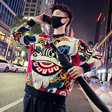 MC150/特P98控138秋冬加厚帅气小伙过年醒狮提花套头毛衣红色男2，男装针织衫/毛衣，电商A256