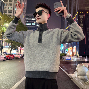 MC223/P98控138撞色高领扣子毛衣1，男装针织衫/毛衣，电商A256