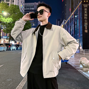 J173/P98控138 简约撞色灯芯绒领夹克痞帅小伙帅气外套男4图片