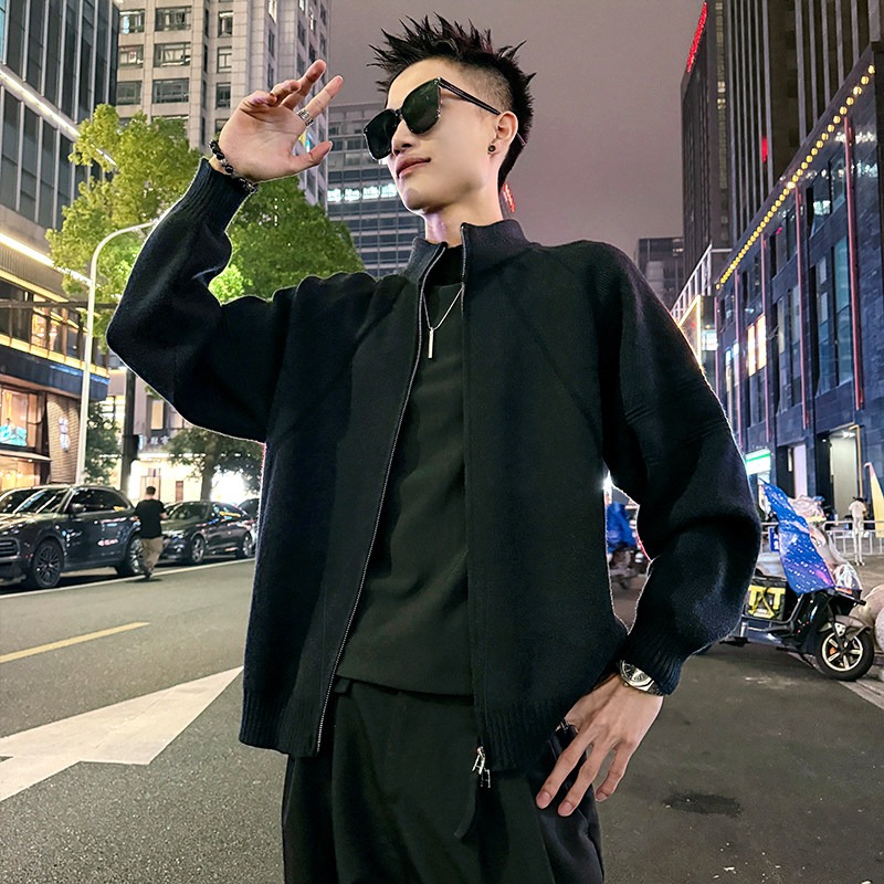 MC196/特P88控128 简约高品质网红立领外套针织开衫毛衣男3图片