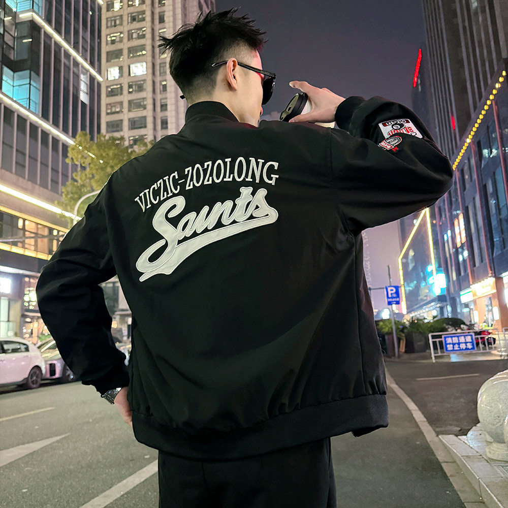 J191/P98控145多标贴布绣棒球领外套夹克男1，男装夹克，电商A256