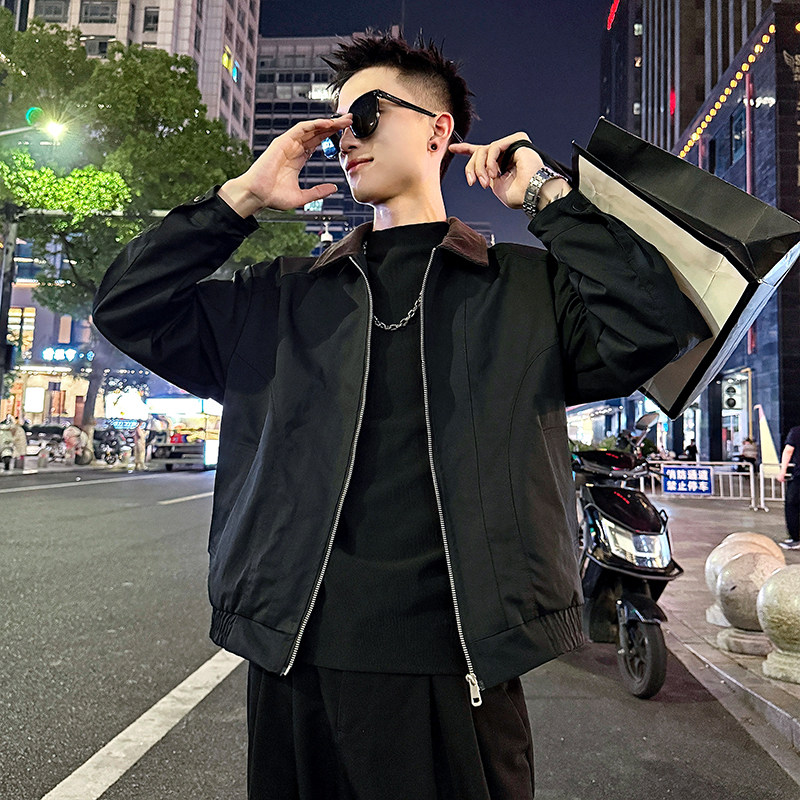 J175/P98控138 简约撞色灯芯绒领结构夹克痞帅小伙外套男2图片