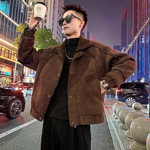 A203/P178控238网红结构款皮毛一体翻毛领外套上衣男4图片