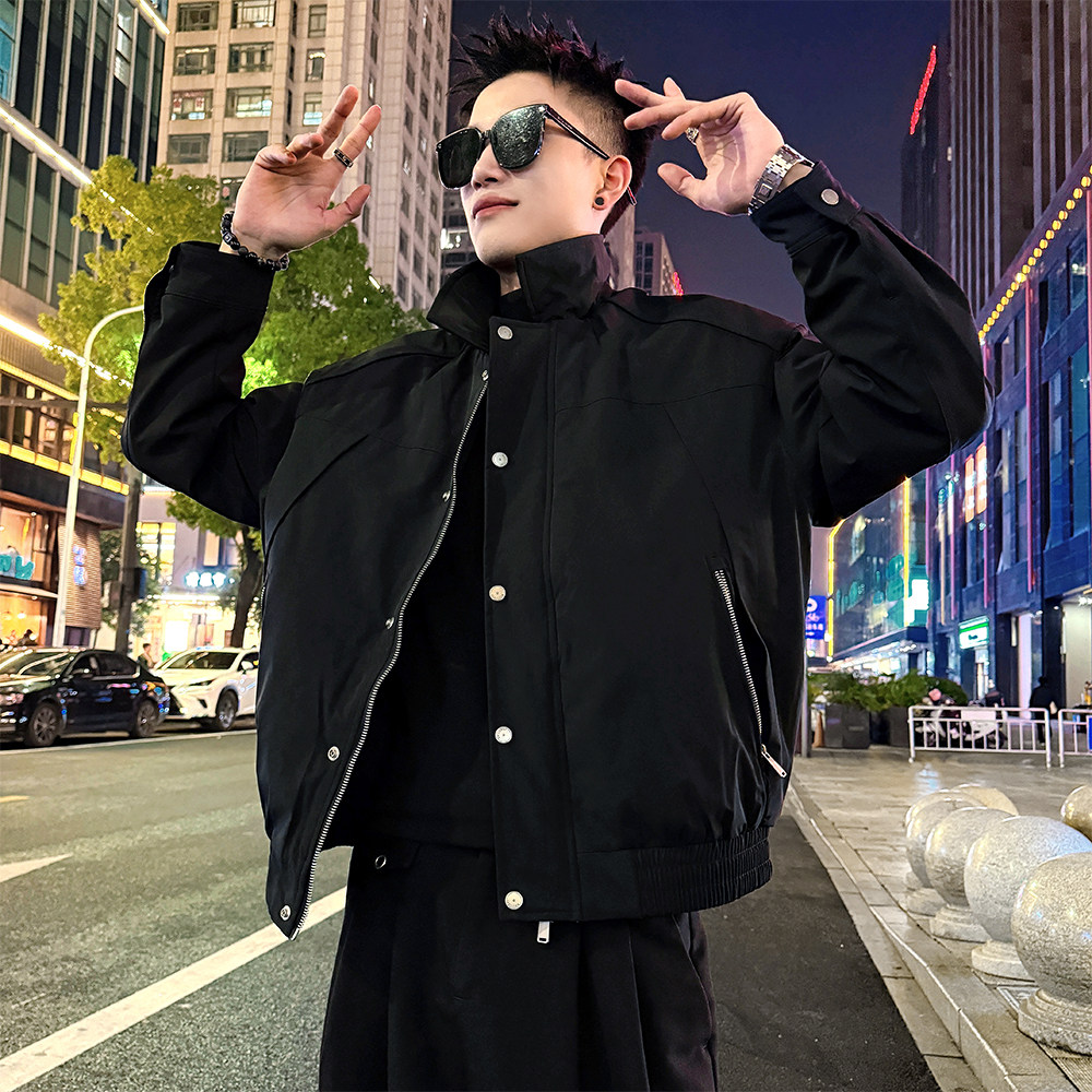 A199/P158控208结构机车服翻领夹棉棉衣外套上衣男2,男装棉衣,电商A256