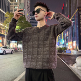 MC226/P98控138半开圆领小V领复古混纺织法毛衣，男装针织衫/毛衣，电商A256