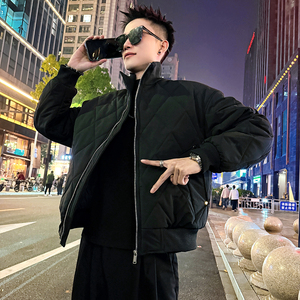A205/P148控198 菱形格针织立领外套上衣男2图片