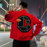 J190/P110控158大C刺绣拼接棒球领夹克外套男2，男装夹克，电商A256