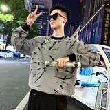 B169/P78控108假两件领子烧花抽绳收口宽版卫衣长袖男2，男装卫衣，电商A256