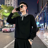B167/P68控98撞色翻领订扣百搭卫衣长袖男4，男装卫衣，电商A256