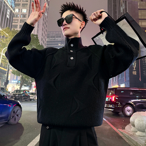 MC222/P98控138装饰扣立领立体织法新年毛衣1，男装针织衫/毛衣，电商A256