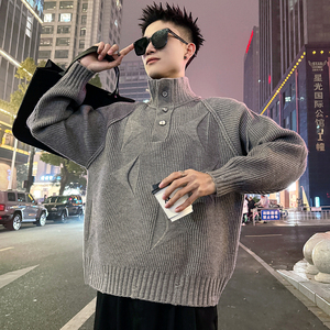 MC222/P98控138装饰扣立领立体织法新年毛衣6，男装针织衫/毛衣，电商A256