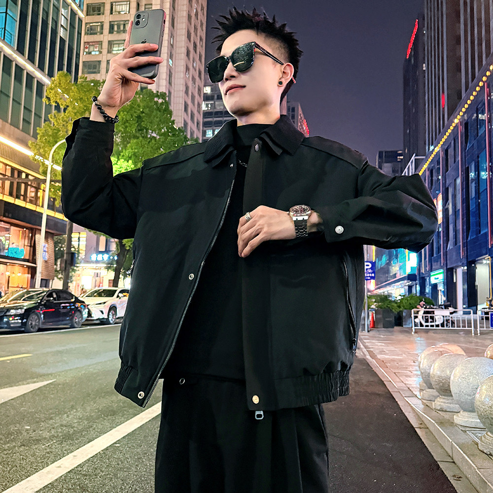 A198/P148控198针织双翻领棉衣夹棉外套上衣男2图片