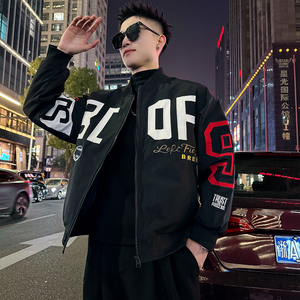 J190/P110控158大C刺绣拼接棒球领夹克外套男2图片
