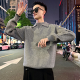 MC206/P88控118假两件双领毛衣帅气简约纯色百搭针织打底衫男2，男装T恤，电商A256