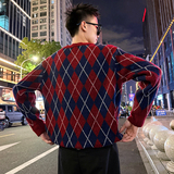 MC207/P68控98撞色菱形格毛衣帅气简约帅气针织打底衫男1，男装T恤，电商A256