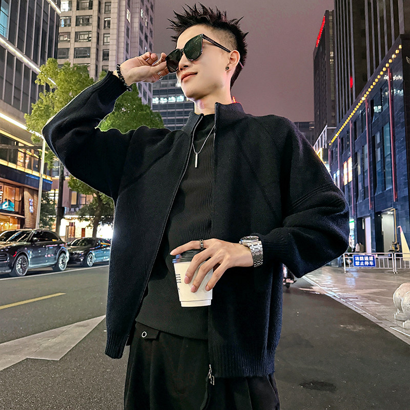 MC196/特P88控128 简约高品质网红立领外套针织开衫毛衣男1图片