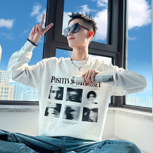 B160/P68控98潮牌韩版印花卫衣长袖男1图片