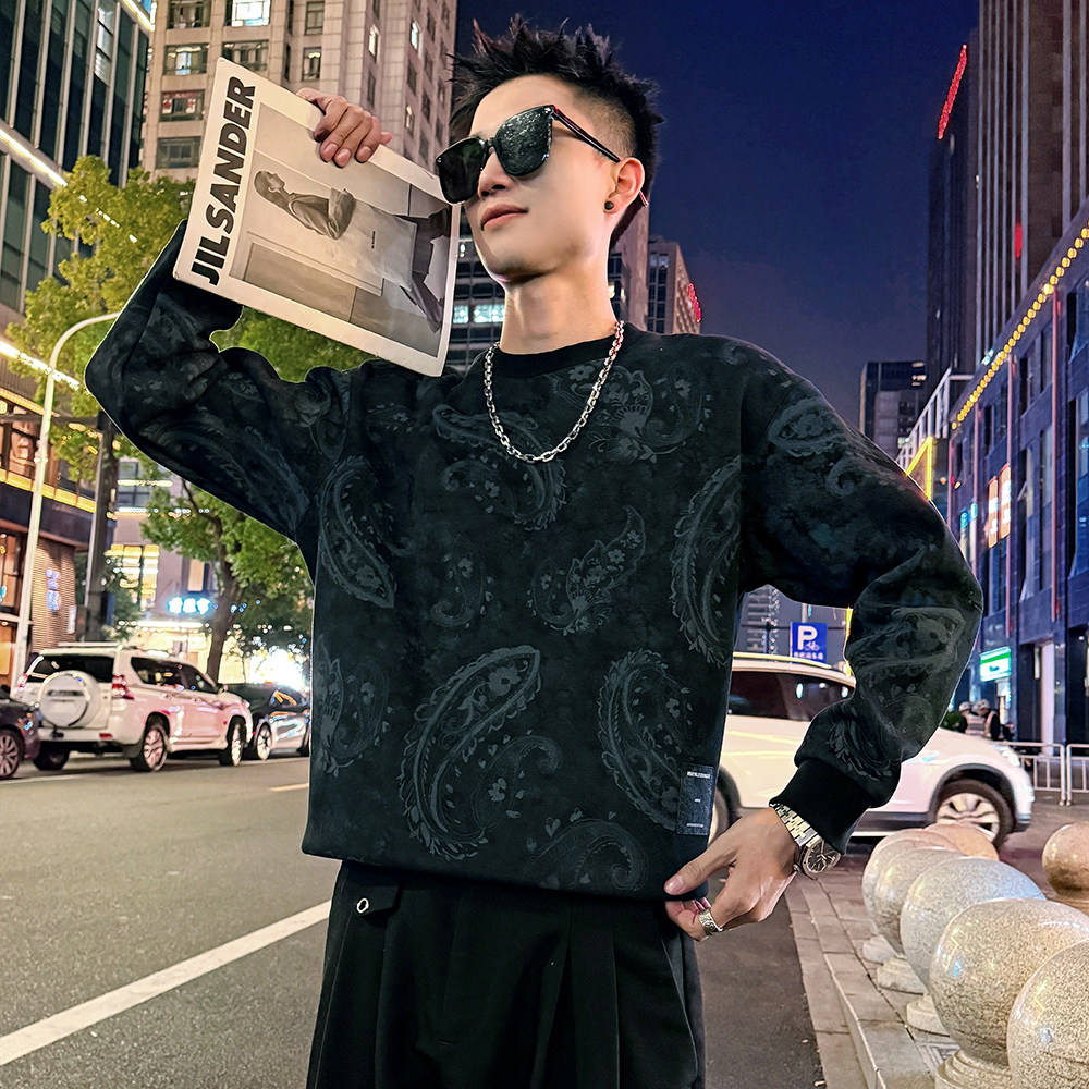 B172加绒/P75控108腰果花加绒印花卫衣男2,男装卫衣,电商A256