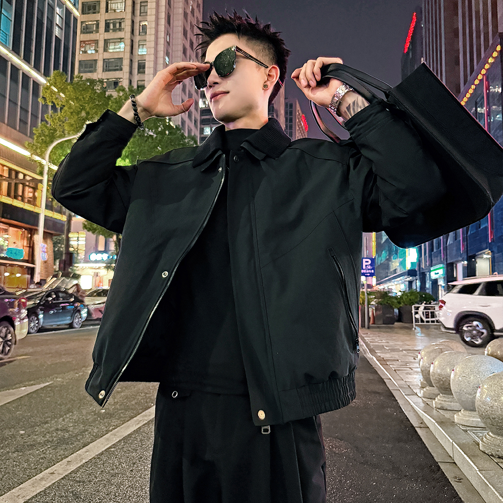 A198/P148控198针织双翻领棉衣夹棉外套上衣男1，男装棉衣，电商A256