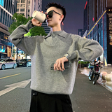 MC206/P88控118假两件双领毛衣帅气简约纯色百搭针织打底衫男1，男装T恤，电商A256