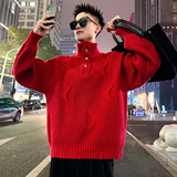 MC222/P98控138装饰扣立领立体织法新年毛衣3，男装针织衫/毛衣，电商A256